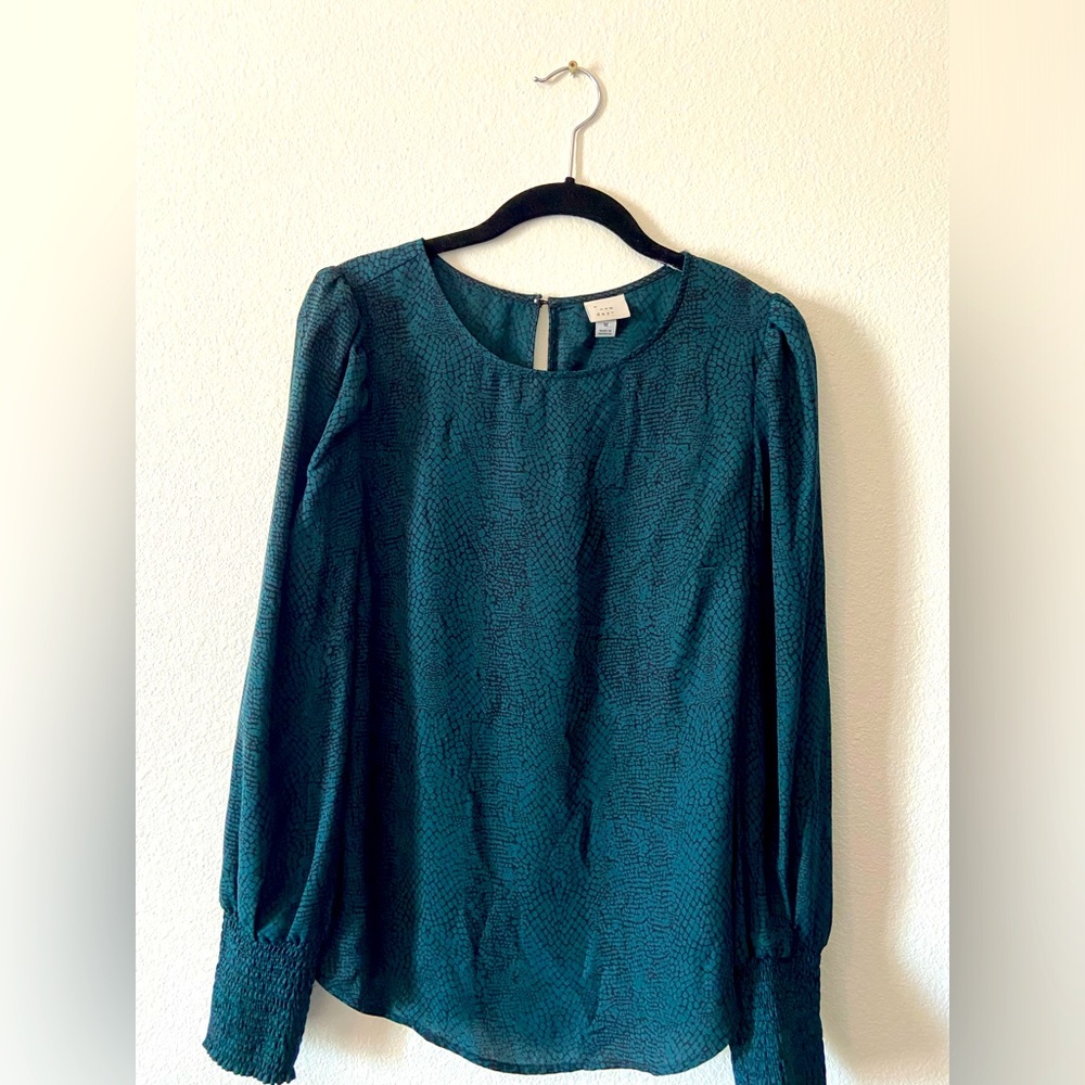 Long Sleeve Reptile Pattern Blouse